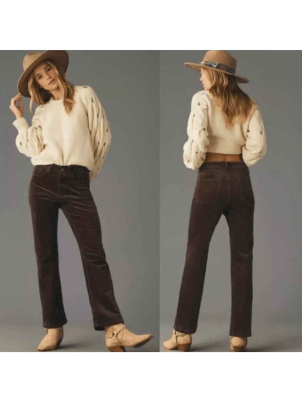 Pilcro The Yaya High Rise Flare Kick Corduroy Pants - Ankle Brown NEW - Size 31
